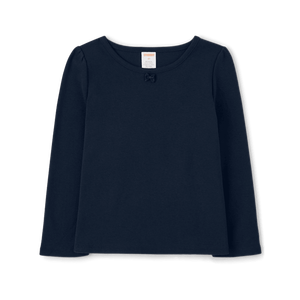 Camiseta de punto azul para niñas Uniforme de escuela secundaria hecho de poliéster Algodón Diseño liso para la temporada de verano e invierno para estudiantes - Product Image 2