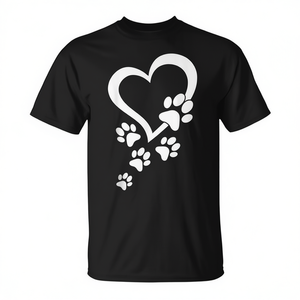 T-shirt Dog Paw Heart, taglia piccola, manica corta, vestibilità classica, cotone 65, poliestere 35 - Product Image 2
