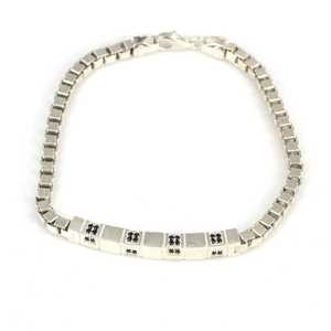 925 Sterling <b>Silver</b> Labyrinth Pattern Cube Chain <b>Bracelet</b> with Onyx Stone Crystal <b>Bracelets</b> & <b>Bangles</b> - Product Image 2