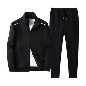 Conjunto Deportivo Informal de 2 Piezas para Hombre y Mujer, Talla Grande, para Gimnasio, Entrenamiento, Invierno, Estampado Sólido, Transpirable, Chaqueta con Cremallera y Pantalones - Product Image 3