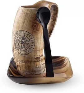 Grande tasse de corne à boire Viking de haute qualité Design classique Tasses à bière durables pour liquides chauds stockés en Inde PAR HF CRAFTS - Product Image 1