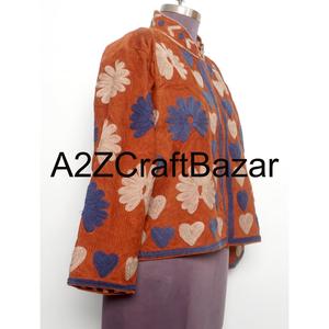 A2ZCraftBazar Handmade Short Embroidered Cotrise <b>Jacket</b> Ethnic Winter Coat Eco-Friendly Breathable Quick Dry Cotton Lining - Product Image 4
