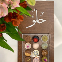 Nouvel Arrivage Très Demandé : Plateau de Service Décoratif en Bois pour Chocolat, Style Arabe, avec Bol en Bois, pour Encens d'Agarwood et Benjoin du Moyen-Orient