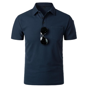100% algodón transpirable hombres polos simples camisas de golf de manga corta Camisetas casuales al aire libre con cuello camisetas con bolsillo - Product Image 2