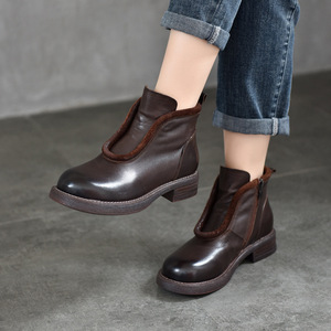 Bottes hautes pour femme en cuir cognac pour l'hiver, bottes cuissardes pour femme en cuir gris brandy, bottes au-dessus du genou pour femme en gris neutre, talon épais - Product Image 1
