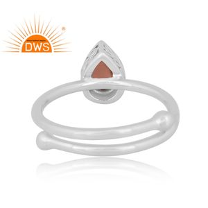 Latest Design Fine Sterling Silver Natural Chocolate <b>Moonstone</b> Gemstone Adjustable Ring Jewelry Manufacturer - Product Image 4