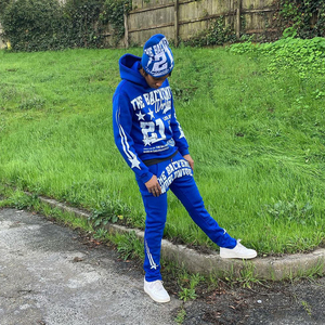 OEM Wholesale Unisex Custom Two-Piece Winter Tracksuit Set Breathable Printed Cotton <b>Polyester</b> <b>Jogger</b> Sweat Suit Rhinestone - Product Image 5