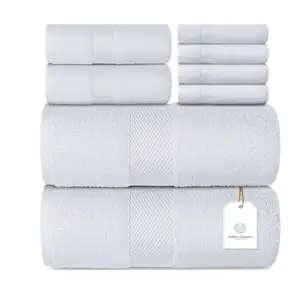 2023 luxury white customized logo 100% cotton bamboo towels hotel bath towels set wholesale