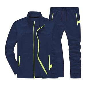 Ensemble de survêtement pour homme en polyester, fermeture éclair intégrale, respirant, léger, athlétique, jogging, décontracté, tenue de sport - Product Image 1