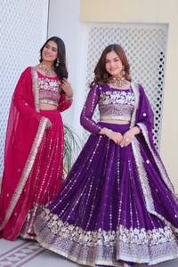 Lehenga choli ที่สวยงามพร้อมงานปักตามลำดับ - Product Image 5