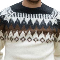 Pull en laine vintage respirant de haute qualité pour homme, 100% pure laine, col rond standard, chaud, tricot d'hiver
