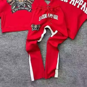 Streetwear OEM Tenue de jogging Survêtement évasé en coton Pantalon de survêtement évasé personnalisé et ensemble sweat à capuche zippé pour hommes - Product Image 6