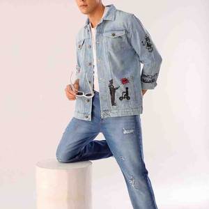 Wholesale Rate Slimming Jeans Jacket <b>Stand</b> Collar Distressed Denim Jacket Street Style Hip Hop Winter Season Men's Jeans Jacket - Product Image 5