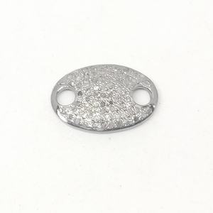 Conector de Pulsera con Diamantes Pavé en Forma Ovalada en Plata de Ley, Fornituras y Componentes - Product Image 2