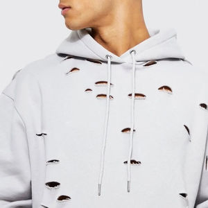 Men's High Quality Distressed 100% Cotton Fleece Casual <b>Hoodie</b> Comfortable Classical Fashion Wear Custom Logo Design Winter - Product Image 3