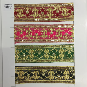 Tela de encaje bordado floral colorido vibrante y detallado con patrones intrincados, perfecto para la moda de alta gama - Product Image 1