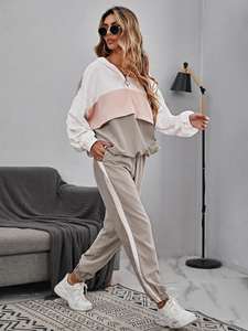 Ensemble de survêtement pour femme, coupe classique, imprimé, respirant, léger, deux pièces, jogging, veste zippée, pantalon, vêtements de sport - Product Image 2