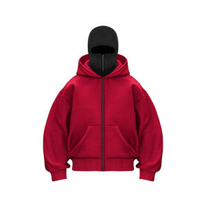 Pull à capuche tendance automne-hiver, double capuche, masque ninja, cagoule, vêtements brodés pour hommes et femmes, couleur unie, nouveau design - Product Image 2