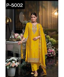 Vêtements traditionnels indiens Pure Heavy Chinnon Silk With Heavy Broderie Sequence Work With Full Sleeve Salwar Kameez with Dupatta - Product Image 1