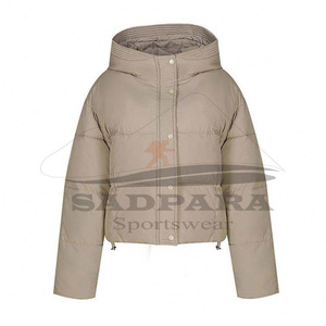Chaquetas de mujer de moda recortadas de invierno Puffer camuflaje piel de oveja de punto Puffy Bubble Chaqueta corta con cremallera brillante - Product Image 6