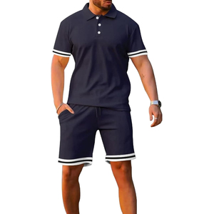 Ensemble de tenues décontractées avec logo personnalisé pour hommes-Short d'été sans manches respirant pour les activités de plein air motif brodé solide - Product Image 1