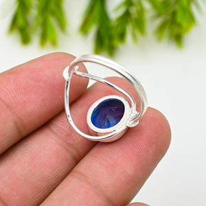 Bague ovale en argent sterling plaqué, créée par Ruby Lab, 10x14mm, bijoux de fête, design élégant et luxueux - Product Image 4