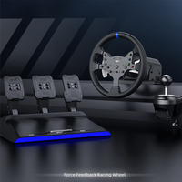 Nuevo Volante de Carreras con Force Feedback de 270/900 Grados para Simulador de Juegos, con 3 Pedales y Embrague