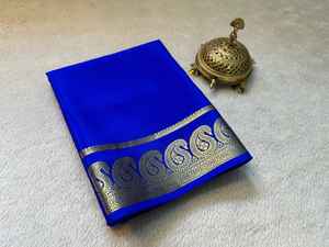 Sari de Seda Viscosa Pura Hecho a Medida con Borde Elegante para Mujer, Disponible en India - Product Image 4