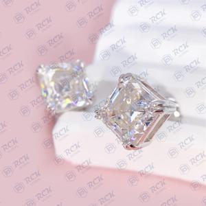 1.75 TCW Asscher coupe ensemble de bijoux Moissanite pendentif ensemble pour femmes/Minimal délicat diamant anniversaire cadeau pendentif collier - Product Image 2