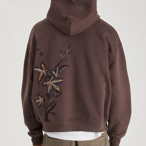 Solid Color <b>Men's</b> Hoodies With Custom Color Combination Floral Embroidery Trendy fashion Winter Warm Thick Fleece Hoodie Male - Product Image 6