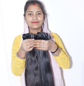 Extensiones de cabello humano indio virgen crudo sin procesamiento químico Paquetes rectos sedosos naturales Proveedor directo de onda profunda suelta - Product Image 1