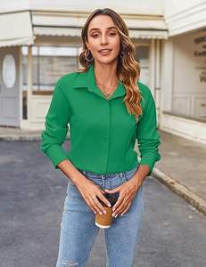 <b>Women's</b> Casual <b>Button</b> <b>Shirts</b> Stylish Regular Fit Half Sleeve Summer Breathable Office Blouses <b>Work</b> Tops High Quality Business - Product Image 2