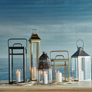 Porte-bougie décoratif extérieur en métal noir avec lanterne de sol en verre transparent pour la décoration intérieure et les célébrations de Noël Eid - Product Image 4