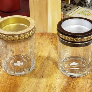 Quemador de Incienso Aromático Decorativo Indio con Tapa de Madera y Metal, Soporte Transparente para el Hogar y Regalos de Ramadán - Product Image 1