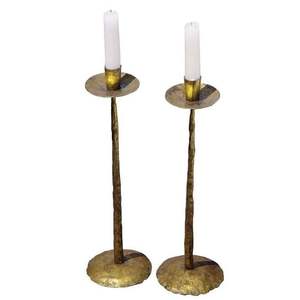 เชิงเทียนโลหะอะลูมิเนียมพร้อมขาตั้งทรงใบไม้สำหรับตกแต่งแบบโบราณสีเงินนิกเกิลและทองแดง - Product Image 3