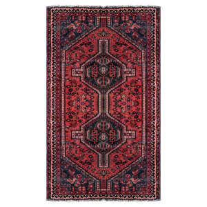 Tapis persan à motifs médaillons noué à la main en laine et coton naturels, couleur rouge, 9'2 x 2'3, Pan2869 - Product Image 1