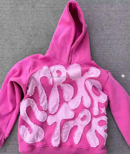 Sudadera con capucha desgastada de tela pesada de gran tamaño del fabricante personalizado 100% forro polar de algodón con bordado grueso - Product Image 2