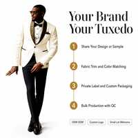 Tuxedo Putih untuk Pria dengan Kerah Peak Jacquard Paisley, Celana Pengantin, Dasi Kupu-kupu, Sapu Tangan Saku, Pesanan Grosir OEM ODM