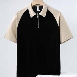 100% Polyester demi fermeture éclair polos garçons surdimensionné col rabattu à manches courtes Polo hommes respirant comprimé Polo haut hommes - Product Image 6