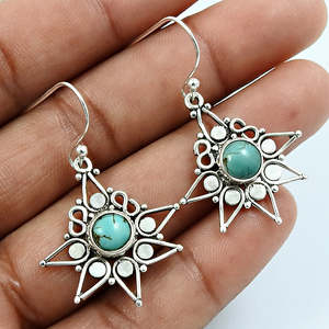 Wholesale Luxury Custom Turquoise Gemstone <b>Drop</b> <b>Earrings</b> In 925 Solid Sterling Silver Boho Jewelry For Women Perfect Luxury Gift - Product Image 3