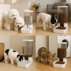 Comederos de gravedad para mascotas Premium portátiles 3.8L Agua 2,1 KG Dispensadores de alimentos 28,5 cm de altura Diseño moderno Componentes fáciles de limpiar Cuenco para mascotas - Product Image 3