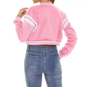 Chaquetas universitarias de béisbol lisas personalizadas para niñas, chaquetas universitarias cortas personalizadas para su marca - Product Image 2