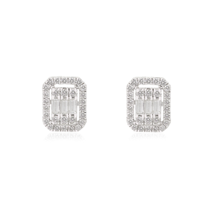Belles nouveautés pour femmes faites à la main en diamant véritable or blanc boucles d'oreilles concepteur pierre de naissance fournisseur de bijoux - Product Image 1