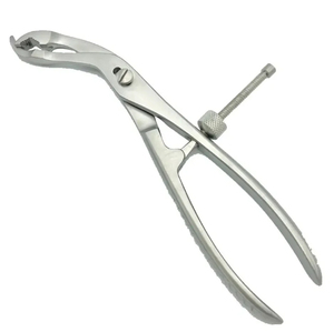 Pince de maintien d'os à rétention automatique de 7.5 pouces Mâchoire dentelée coudée de 19cm avec serrure Instrument orthopédique en acier inoxydable - Product Image 6