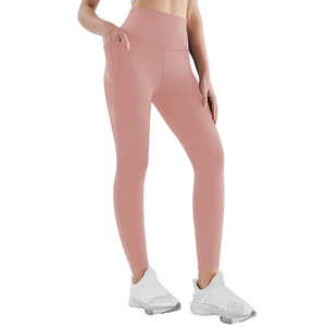 Personalizable de alta cintura de las mujeres Fitness Yoga Wear Leggings con el logotipo en la cintura patrón sólido al por mayor - Product Image 6