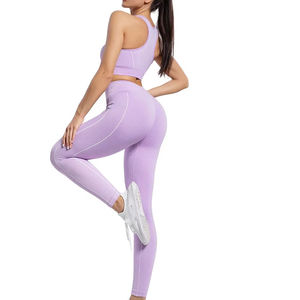 New Yoga <b>Leggings</b> Set <b>Sexy</b> Top Elastic Waist Yoga <b>Leggings</b> Running Sets Soft Yoga Bra Sets Athletic Wear Suit - Product Image 1