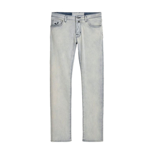 Pantalones vaqueros verdes de mezclilla de estilo personalizado para hombre, pantalones holgados de pierna ancha de algodón con diseño apilado, pantalones holgados de pierna recta para hombre a la venta - Product Image 1