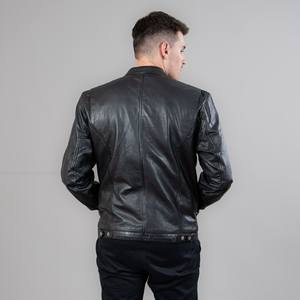 Veste en cuir personnalisée pour hommes vente en gros veste d'extérieur en cuir véritable pour hommes veste à fermeture éclair de haute qualité à manches longues - Product Image 3