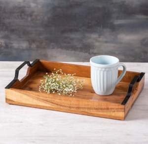 Plateau de service en bois léger et élégant de qualité authentique pour le thé et le café, provenant d'un exportateur indien à bas prix - Product Image 3