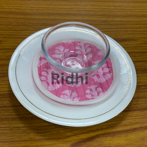 Ensemble de dessous-de-verre matelassés en coton écologique Ridhi, rose et blanc, 5x5 pouces, imprimé à la main, réutilisable, pour tasse à thé, style bohème, cuisine - Product Image 2